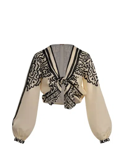 Johanna Ortiz Gentle Burn Linen Top In Multi