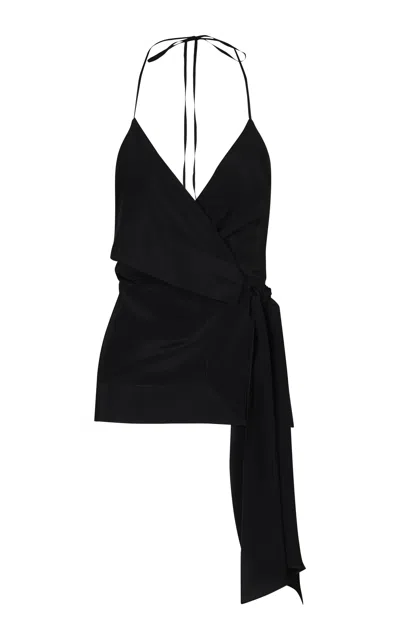 Johanna Ortiz Gentle Wrap Silk Top In Black