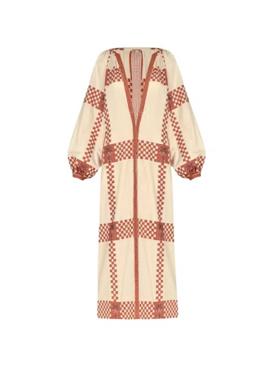 Johanna Ortiz Geometric Goddess Shipibo Dress In Neutrals
