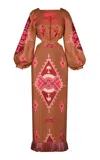 Johanna Ortiz Geometric Horizon Linen Maxi Dress In Multi