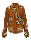 Johanna Ortiz Geometric-print V-neck Shirt In Brown