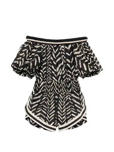 Johanna Ortiz Geometric-pattern Jumpsuit In Black