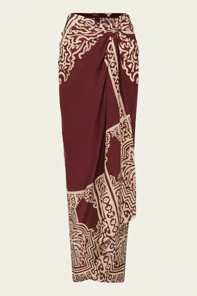 Johanna Ortiz Geometry Of The Saddle Skirt In Wine Ecru In Brown
