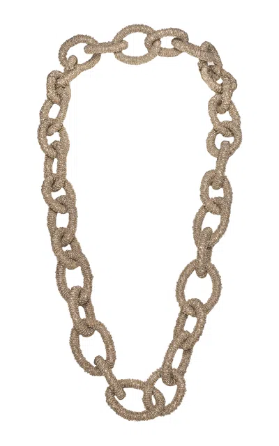 Johanna Ortiz Glass Beaded La Coquette Link Necklace In Silver