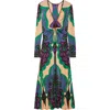 Johanna Ortiz Glazed Illusion Dress Salmone/emerald/purple In Multi