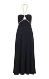 Johanna Ortiz Gleymoon Halter Cotton Midi Dress In Black
