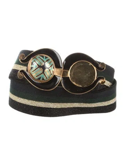 Pre-owned Johanna Ortiz Glitter Accents Belt In Black