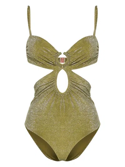 Johanna Ortiz Sagrado Lurex Swimsuit In Green