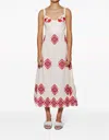 Johanna Ortiz + Net Sustain God Enkai Embroidered Cotton-poplin Midi Dress In White