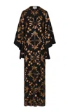 Johanna Ortiz Golden Hour Beaded Silk Maxi Tunic Dress In Black