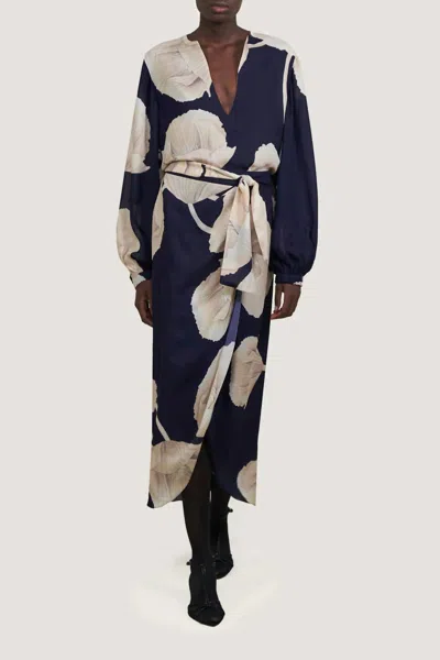 Johanna Ortiz Gotas Florales Top In Navy/ecru In Blue