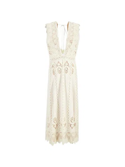 Johanna Ortiz Grace In The Open Fields Lace-embroidered Maxi Dress In Neutral