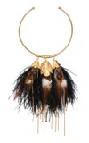 Johanna Ortiz Grace Of Fortune Feather Necklace In Multi
