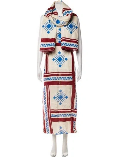 Pre-owned Johanna Ortiz Graphic Print Cutout Accent Dress Set W/ Tags In Neutral