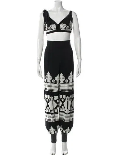 Pre-owned Johanna Ortiz Graphic Print Pant Set In Black