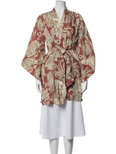 Pre-owned Johanna Ortiz Graphic Print Robe In Neutral