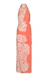 Johanna Ortiz Guitar Joy Silk Halter Maxi Dress In Coral