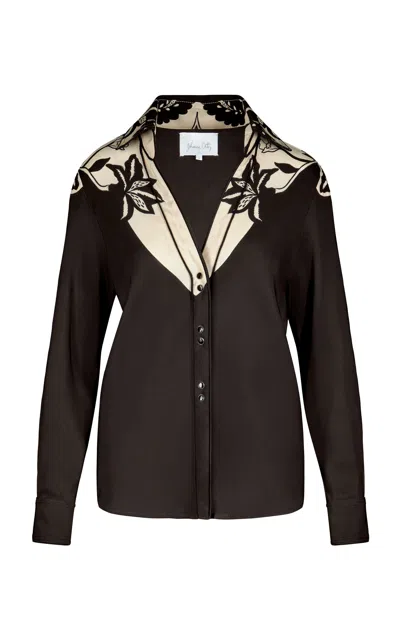 Johanna Ortiz Hacia Puerto Silk Shirt In Black,white