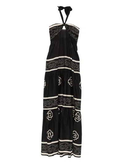 Johanna Ortiz Halter Graphic Maxi Dress In Black