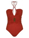 Johanna Ortiz Halterneck Keyhole Swimsuit In Red