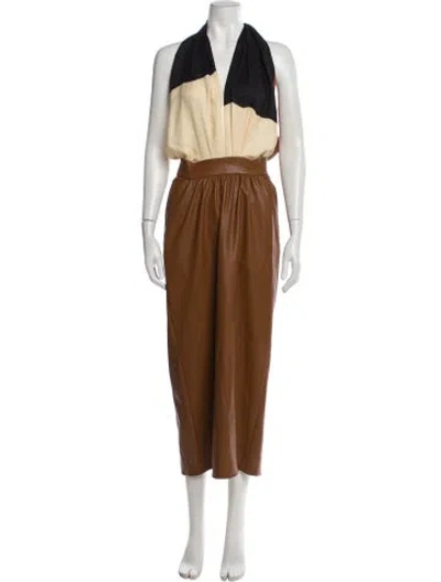 Pre-owned Johanna Ortiz Halterneck Long Dress In Black