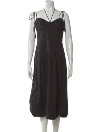 Pre-owned Johanna Ortiz Halterneck Midi Length Dress In Black
