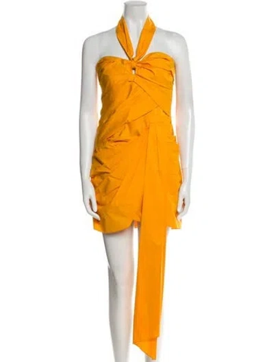 Pre-owned Johanna Ortiz Halterneck Mini Dress In Orange