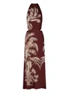 Johanna Ortiz Halterneck Palm-print Maxi Dress In Brown
