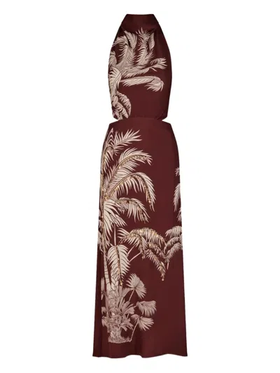 JOHANNA ORTIZ HALTERNECK PALM-PRINT MAXI DRESS
