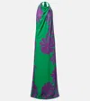 Johanna Ortiz Halterneck Printed Silk Gown In Green