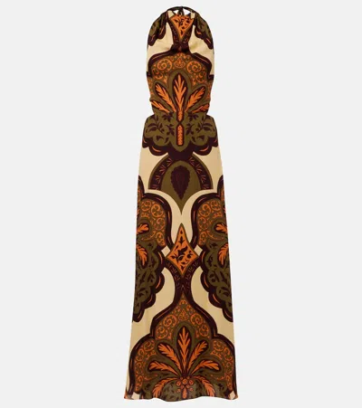 Johanna Ortiz Halterneck Printed Silk Maxi Dress