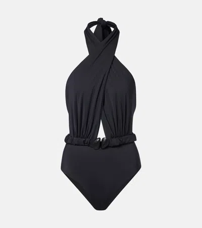 Johanna Ortiz Halterneck Swimsuit In Black