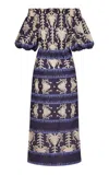 Johanna Ortiz Harbor Hues Off-the-shoulder Cotton Maxi Dress