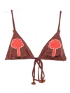 Johanna Ortiz Heatwave Palm-tree Triangle Bikini Top In Brown