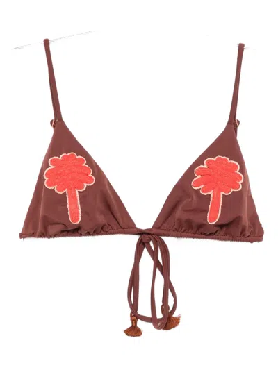 JOHANNA ORTIZ HEATWAVE PALM-TREE TRIANGLE BIKINI TOP