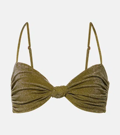 Johanna Ortiz Heliconia Bikini Top In Green