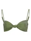 Johanna Ortiz Heliconia Shimmering Bikini Top In Green