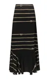 Johanna Ortiz Hello Sailor Printed Silk Maxi Skirt In Black,white