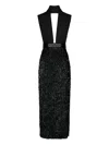 Johanna Ortiz Her Vibe Embellished Keyhole-neck Maxi Dress In Black