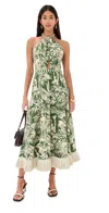 Johanna Ortiz Heritage Midi Dress Selva Tropical Emerald/ecru