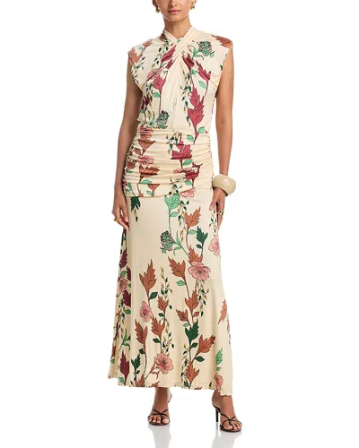 Johanna Ortiz Hibiscus Compass Floral-print Satin Maxi Dress In Multi