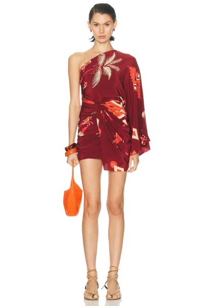 Johanna Ortiz Hidden Oasis Mini Dress In Burgundy