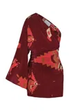 Johanna Ortiz Hidden Oasis Silk Mini Dress In Burgundy