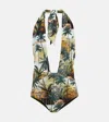 Johanna Ortiz Hidden Paradise Printed Halterneck Swimsuit In Multi