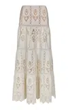 Johanna Ortiz Highlighted Fields Scalloped Lace Maxi Skirt In Ivory
