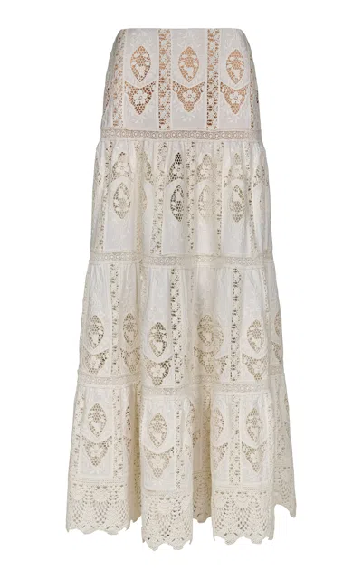 Johanna Ortiz Highlighted Fields Maxi Skirt In Ivory