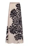 Johanna Ortiz Dusty Trail Palm Tree Print Midi Skirt In Black,white