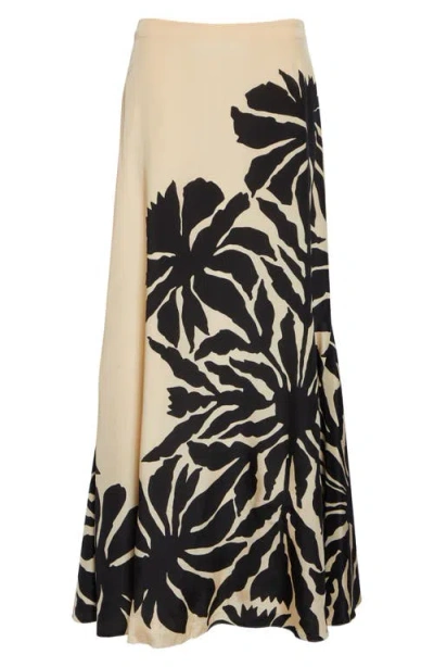 Johanna Ortiz Historical Influences Silk Maxi Skirt In Clavel Ecru/black