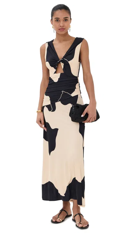 Johanna Ortiz Horizonte Mistico Ankle Dress Ecru/black
