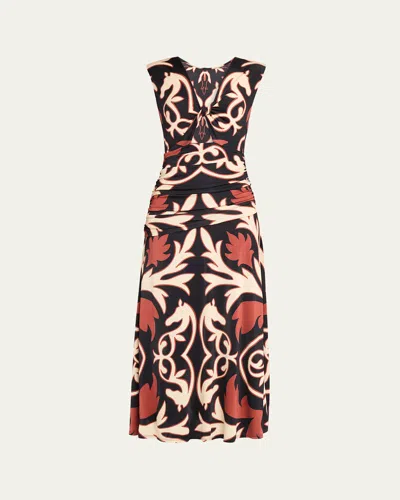 Johanna Ortiz Horizonte Mistico Jersey Midi Dress In Multi